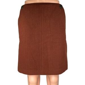 Cynthia Rowley Women's Brown Wool Zipper Knee Length Straight Pencil Skirt Sz 6
